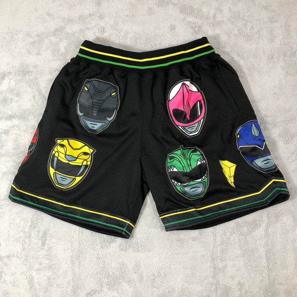 Chalk Line Power Rangers Shorts Kids Large Black Mighty Morphin Mesh Athletic